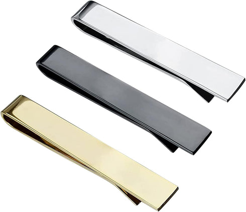 Roctee 3 Pack Skinny Tie Bar Clip Set, Suit Tie Clips for Men, Tie Necktie Clasp Pinch Clip on Tie, Suitable for Business Metting Wedding Annivers...